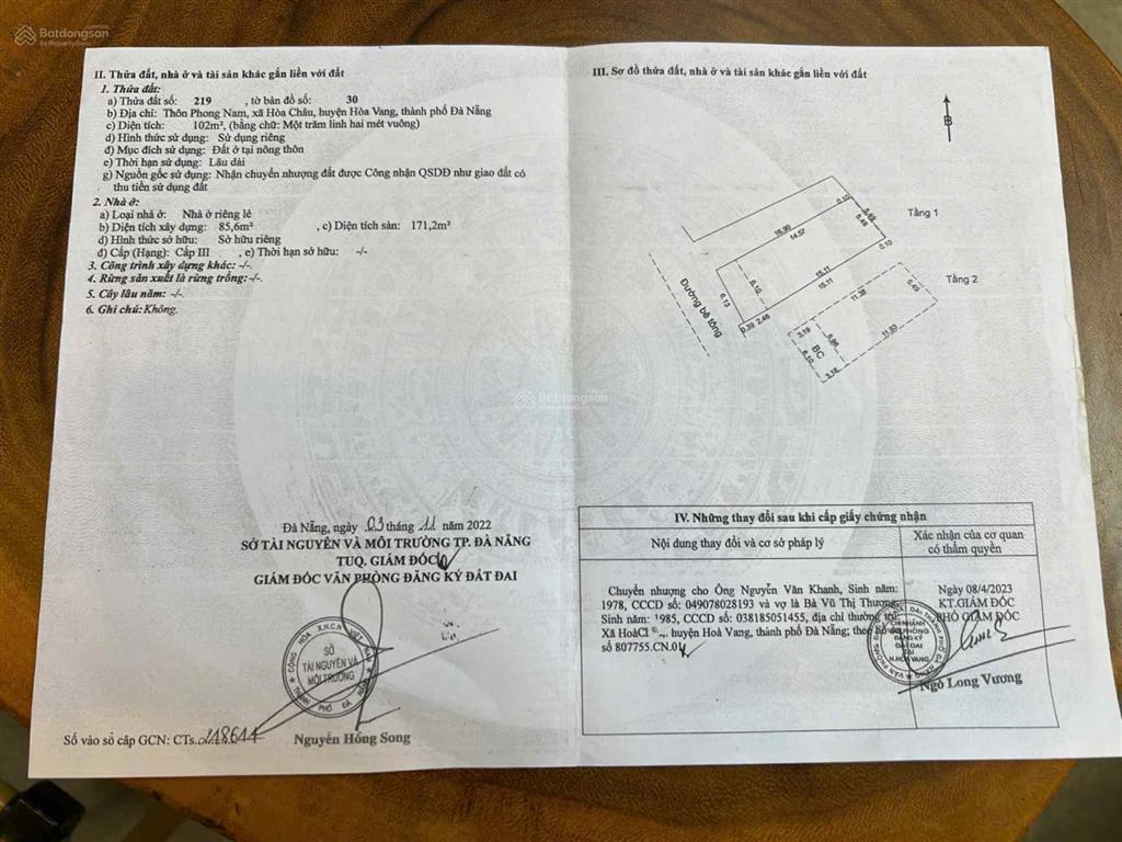 Chủ gửi bán nhà 2 tầng 2 mt đường 6m  ngay cạnh chợ phong nam cách ql1a 500m, gần trường giá tốt