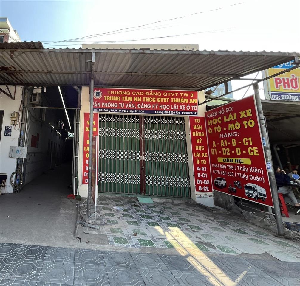 Cho thuê mặt bằng mt đường lớn số 126 đường d1, p tân đông hiệp, bình dương