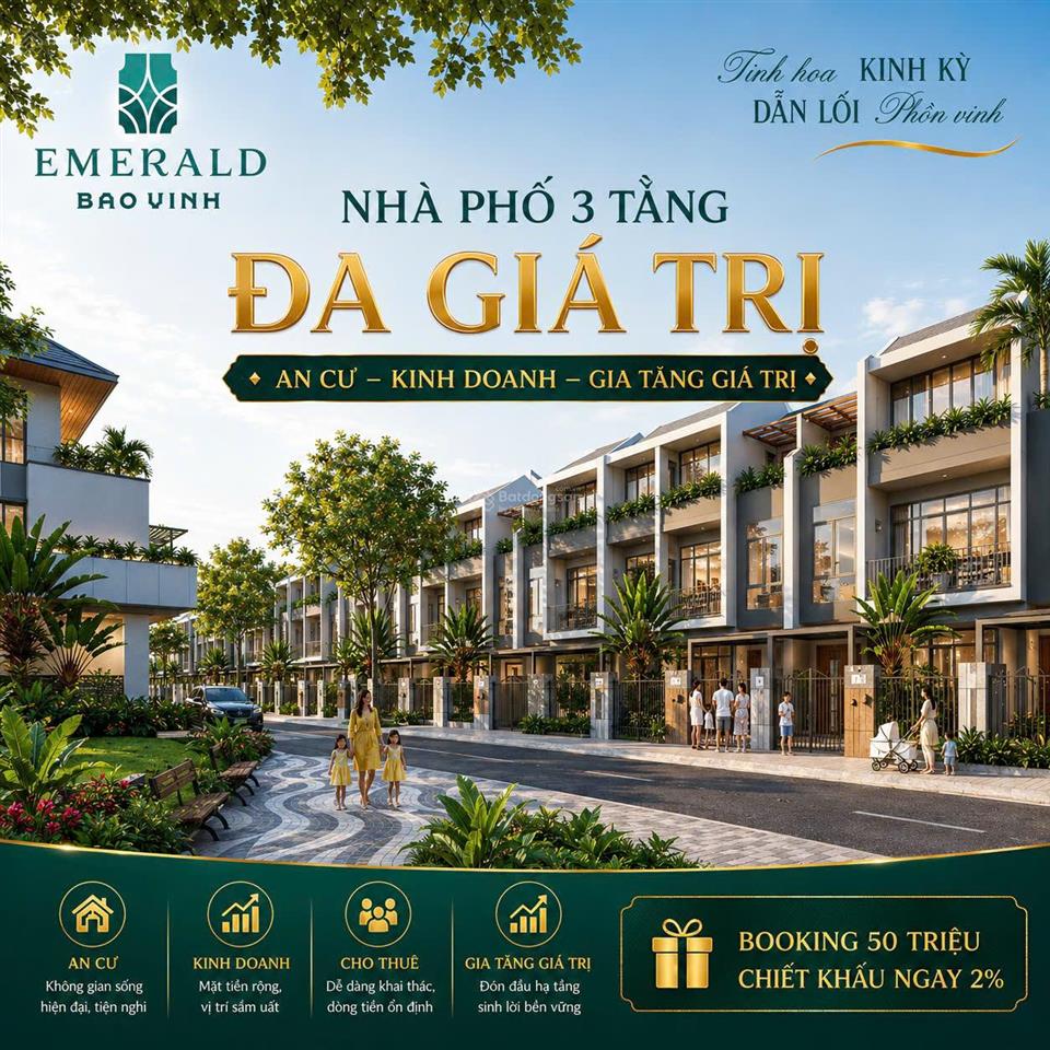 Emerald bao vinh huế  chỉ từ 3.6 tỷ sở hữu ngay nhà phố đa giá trị ngay tttp
