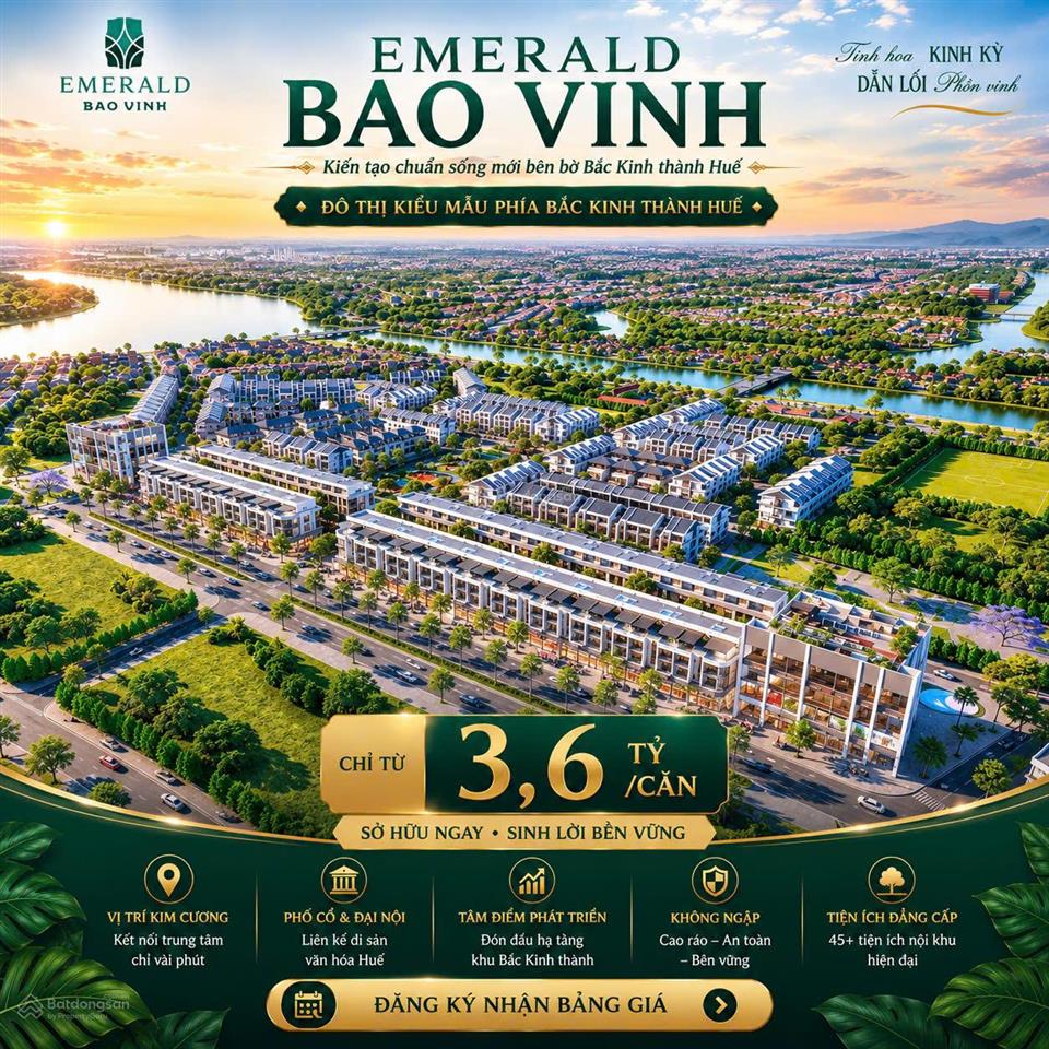 Emerald bao vinh huế  chỉ từ 3.6 tỷ sở hữu ngay nhà phố đa giá trị ngay tttp