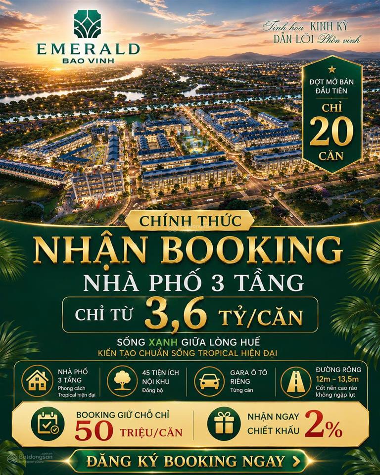 Emerald bao vinh huế  chỉ từ 3.6 tỷ sở hữu ngay nhà phố đa giá trị ngay tttp