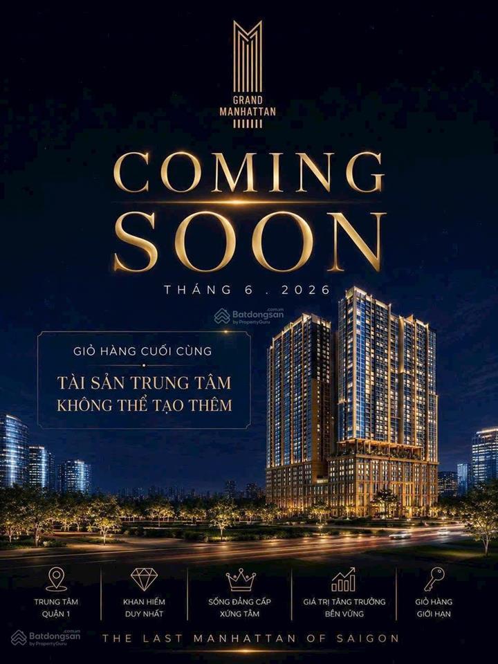 Chuyển nhượng căn hộ quận 1 the grand manhattan 3pn, 2wc, 96m2 giá 17,5 tỷ, pkd novaland