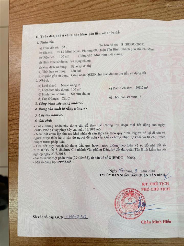 Bán nhà 92 lê minh xuân 4x25m ngay mặt chợ tân bình  ngã 4 lý thường kiệt 41 tỷ giảm còn 33,5 tỷ