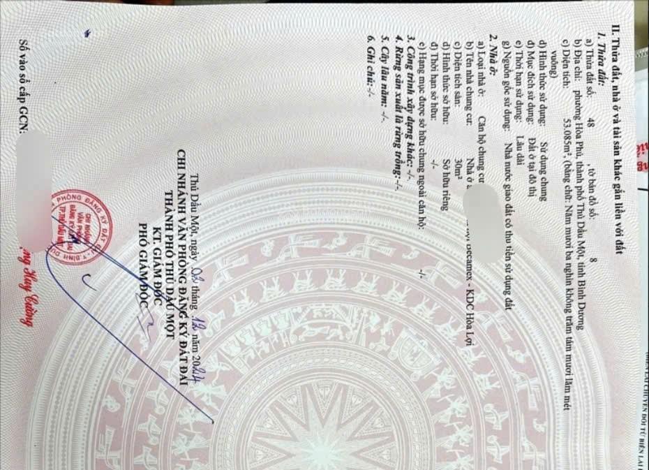 Căn hộ becamex hòa lợi. có sổ hồng, giá 385 triệu. đã đủ 5 năm rồi. toàn quốc mua được