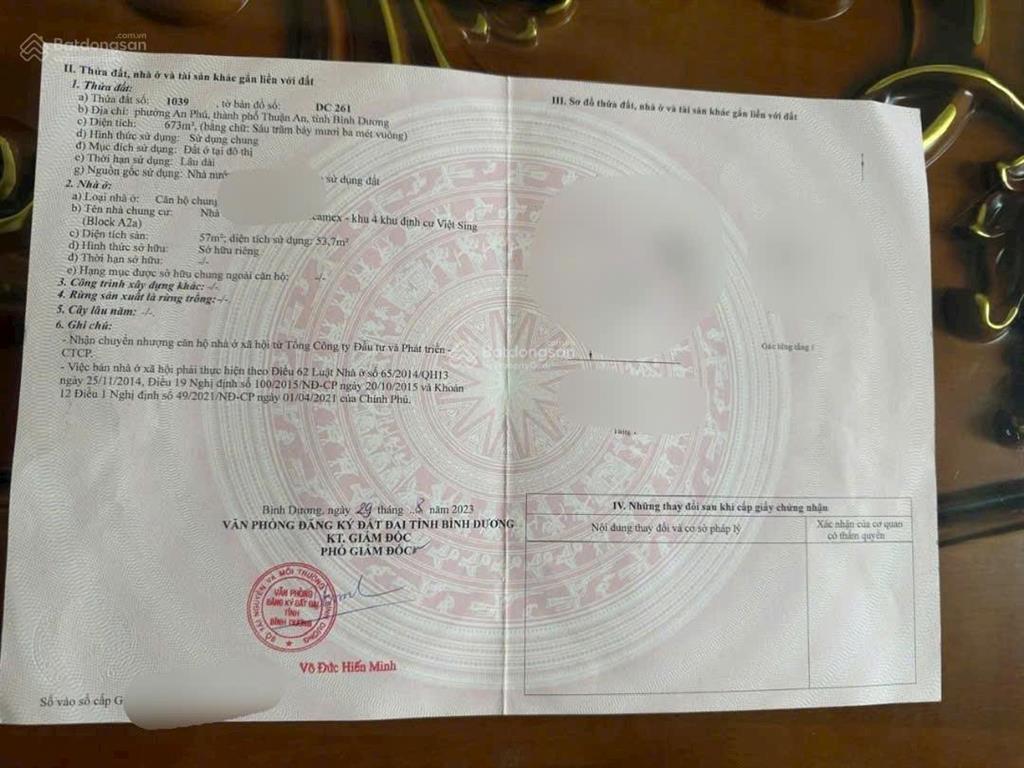 Khu dân cư việt sing 57 m2. vị trí kinh doanh hết nước chấm. có sổ hồng 2,850 tỷ