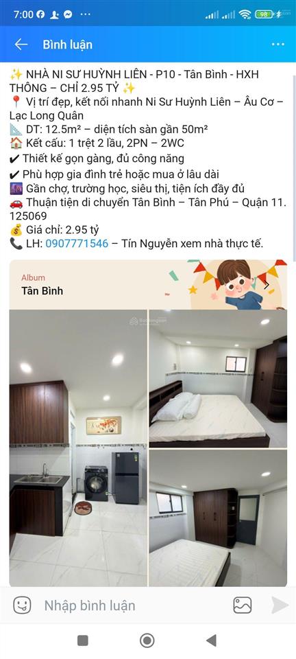 Nhà 3 tầng  2 mặt tiền  bùi thế mỹ  p10  tân bình  chỉ 2.8 tỷ