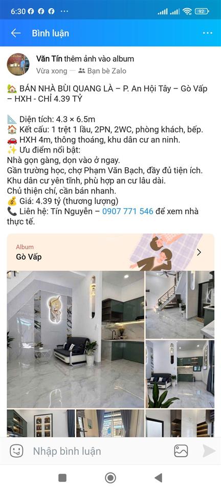 Mặt tiền kênh tân hóa p. phú trung, tân phú vừa ở vừa kinh doanh dòng tiền 16 triệu/tháng