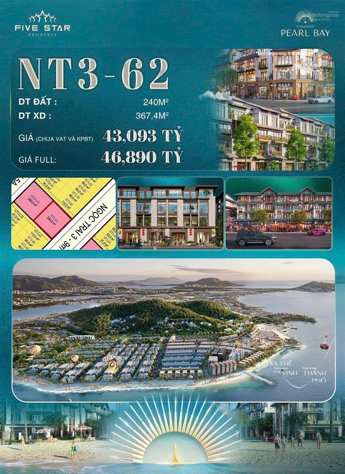 Dự án vinhomes pearl bay 2026  giá chỉ 10 tỷ bàn giao thô 4 tầng  sát biển nha trang
