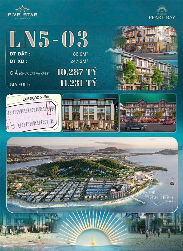 Dự án vinhomes pearl bay 2026  giá chỉ 10 tỷ bàn giao thô 4 tầng  sát biển nha trang