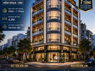 Bán lô góc 2 mặt tiền hẻm nhựa 10m bùi đình túy  quy mô xây dựng hầm 7 tầng  ngang bề thế 4,3m.