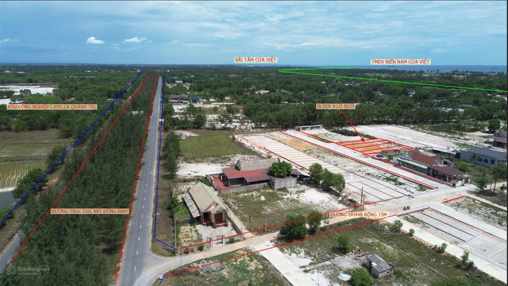 Lô biệt thự hiếm s 8x39m  nam cửa việt  sát kcn capella quảng trị