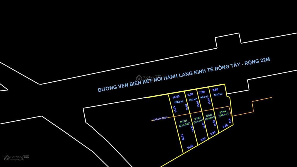 Mặt tiền đường ven biển rộng 22m, quy hoạch mở rộng 48m  cửa tùng  quảng trị