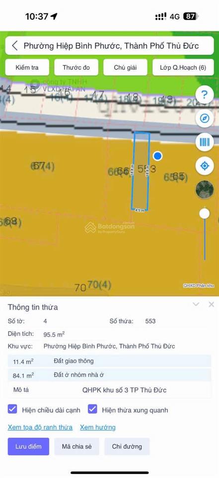 Đất vuông đẹp 96m² xe hơi tới đất giá cực tốt hiệp bình thủ đức giá chỉ 4,5 tỷ tl