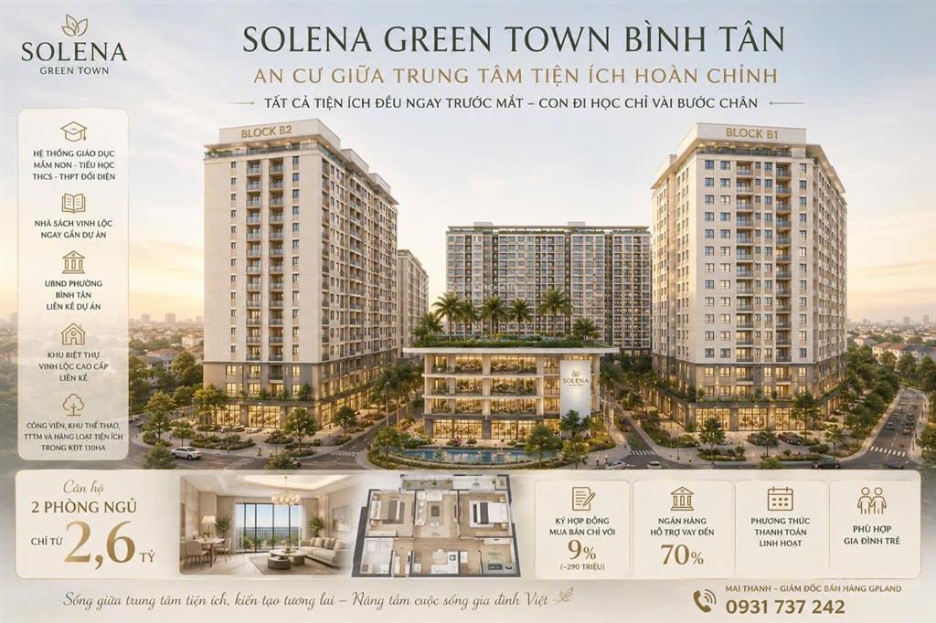 Cập nhật tiện ích hiện hữu tại solena green town bình tân an cư giữa trung tâm tiện ích hoàn chỉnh