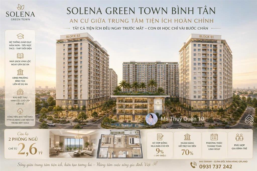 Bán cc green town bình tân, 2,6 tỷ, 52m2, 1pn 1wc, nội thất cơ bản,