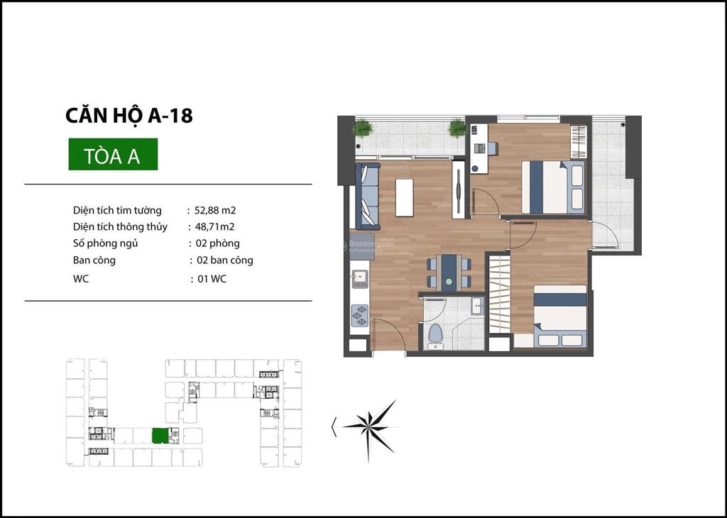Căn hộ 2pn  diện tích 52.88m2  vào 150 triệu (bao gồm vat)