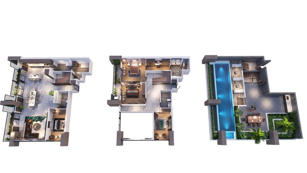 Chính chủ bán căn penthouse biệt thự 3 tầng ~417m2 view biển sân vườn bể bơi tại trung tâm bãi cháy