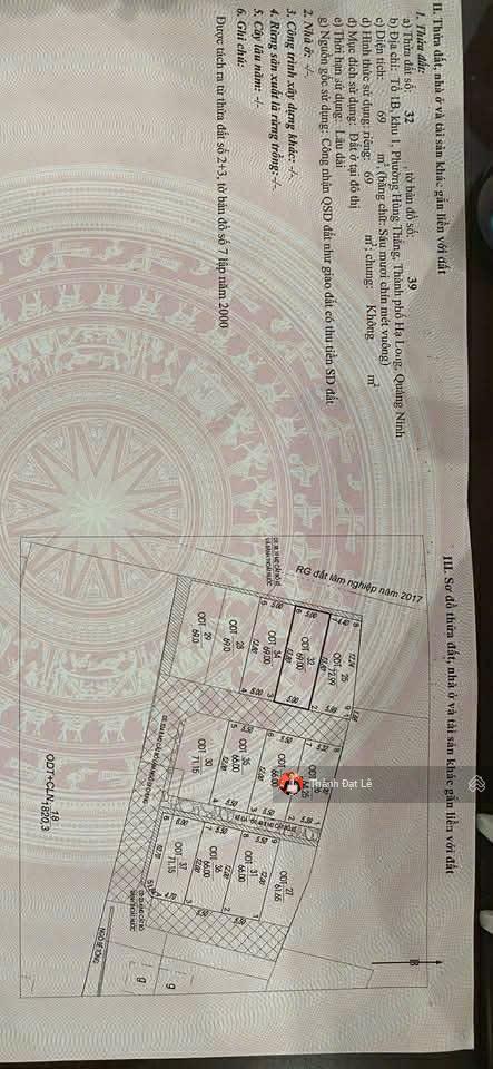 Chính chủ cần tiền xây nhà, bán gấp mảnh đất 69m2 view hồ hùng thắng, trung tâm bãi cháy, hạ long