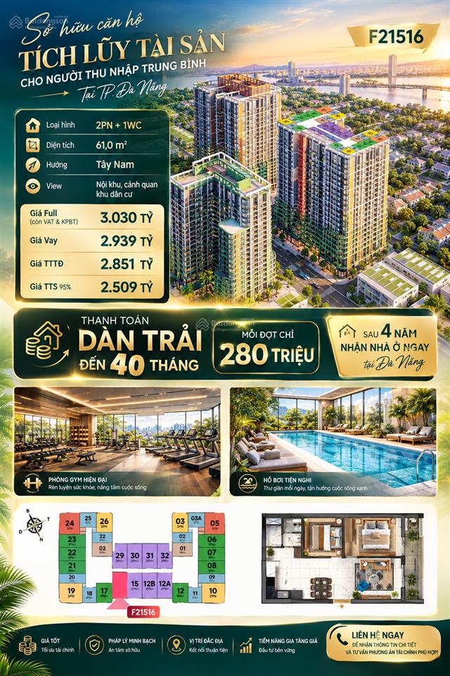 Chỉ từ 280 triệu mỗi đợt, cơ hội tích lũy tài sản tại đà nẵng! phù hợp với tích lũy tài sản