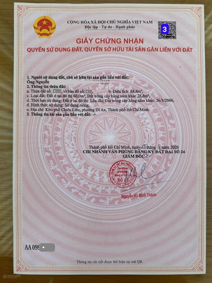 3ty600 tlđất mới tách, giá đầu tư, mặt tiền lê thị út, gần vũng thiện, ngã tư chiêu liêu 300m