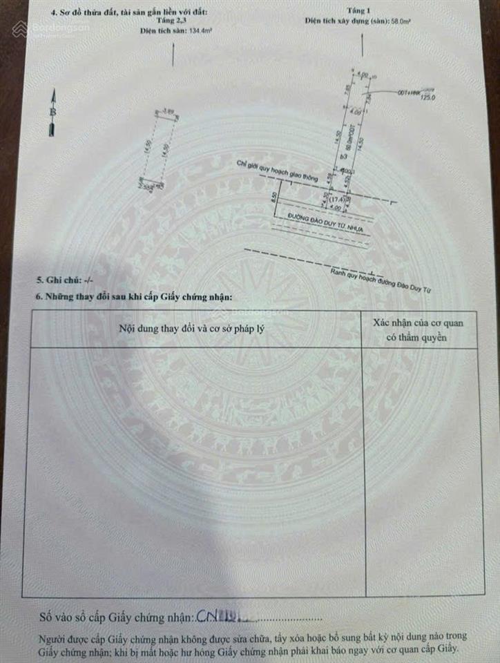 Nhà hoàn công có sân trước và sân sau, mt đường đào duy từ, gần hội trường phường đông hòa