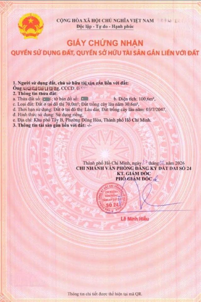 Nhà hoàn công, có sân xe hơi, phòng ngủ dưới, mt cây da xế thông, gần chợ đông hòa, ngã 3 cây lơn