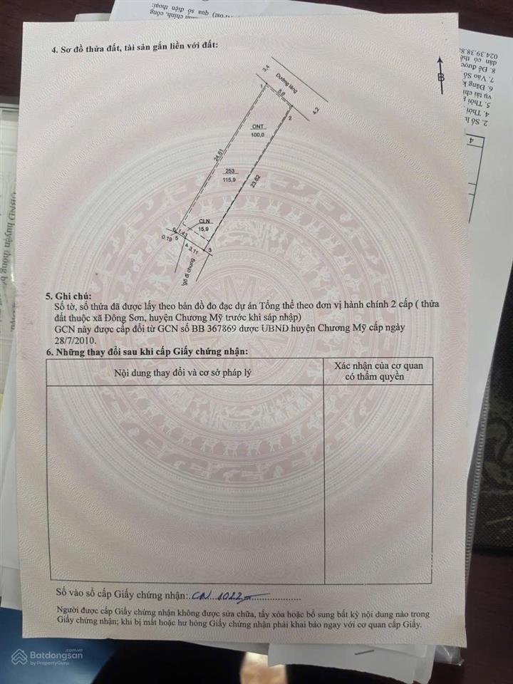 Cần bán lô đất dt 115.9m đông sơn, xã phú nghĩa, chương mỹ, hà nội.  0972 076 ***. giá 2.9 tỷ