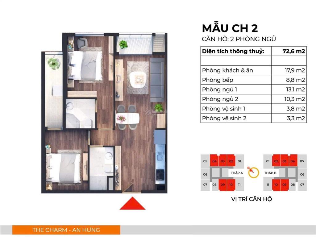 Chính chủ bán căn 72m2 charm an hưng mặt đông bắc toà a giá rẻ nhất