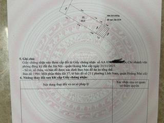 Bán đất sổ riêng 56m mt 3,65m giá 7,6 tỷ  phố lĩnh nam  vĩnh hưng  hoàng mai ngõ rộng gần ô tô