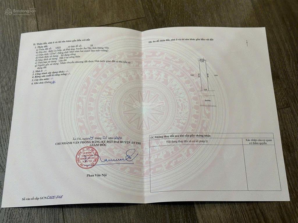 Bán đất đấu giá phù ủng, ân thi, hưng yên, 125m2, giá 24tr/m2.