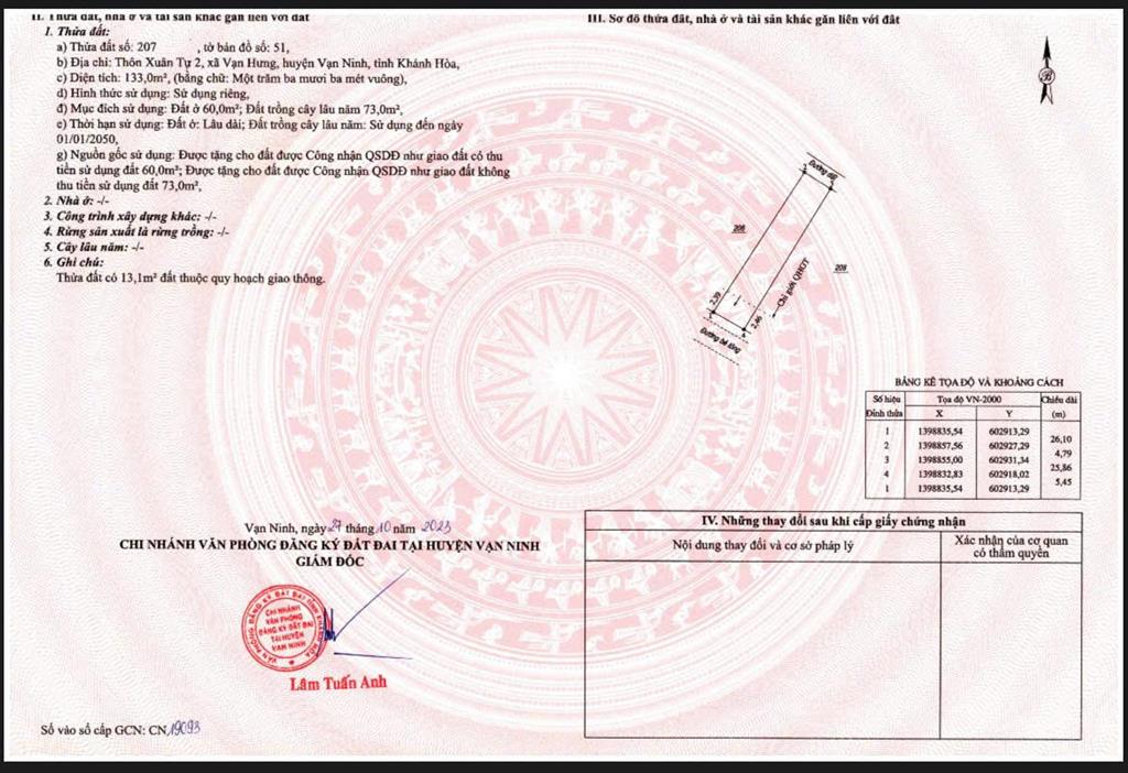 Bán đất 2 mặt tiền xuân tự 2 vạn hưng, vạn ninh, khánh hòa