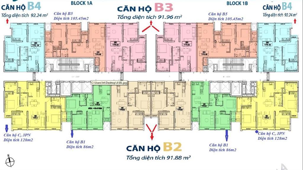 Căn hộ lacasa (2pn,2wc) 92m2 giá 5,1 tỷ  0704 543 ***