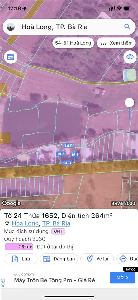 Mặt tiền đường số 23, lô đất ngang 15 mét, dt 264 m2 full thổ cư