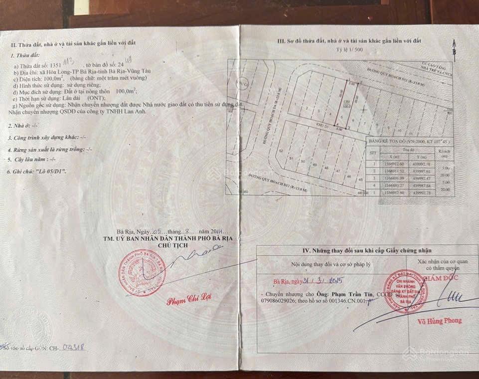 Chính chủ bán nền đất p tam long, tp hồ chí minh