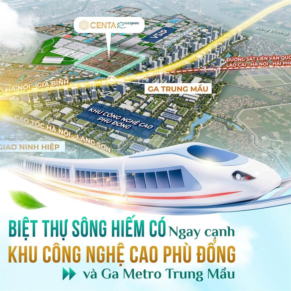Biệt thự đơn lập centa riverside, cách hồ tây 15 phút, qua đường cao tốc gia bình hà nội