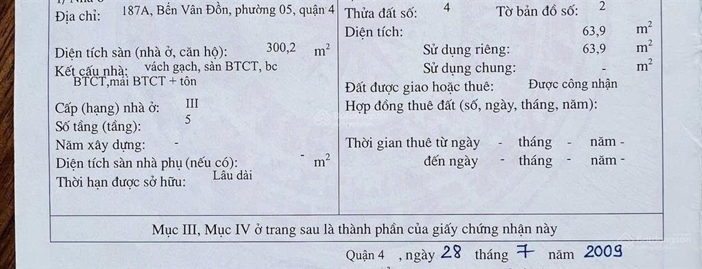 Bán nhà hẻm 8m bến vân đồn sau lưng căn mặt tiền 5 tầng giá 20 tỷ
