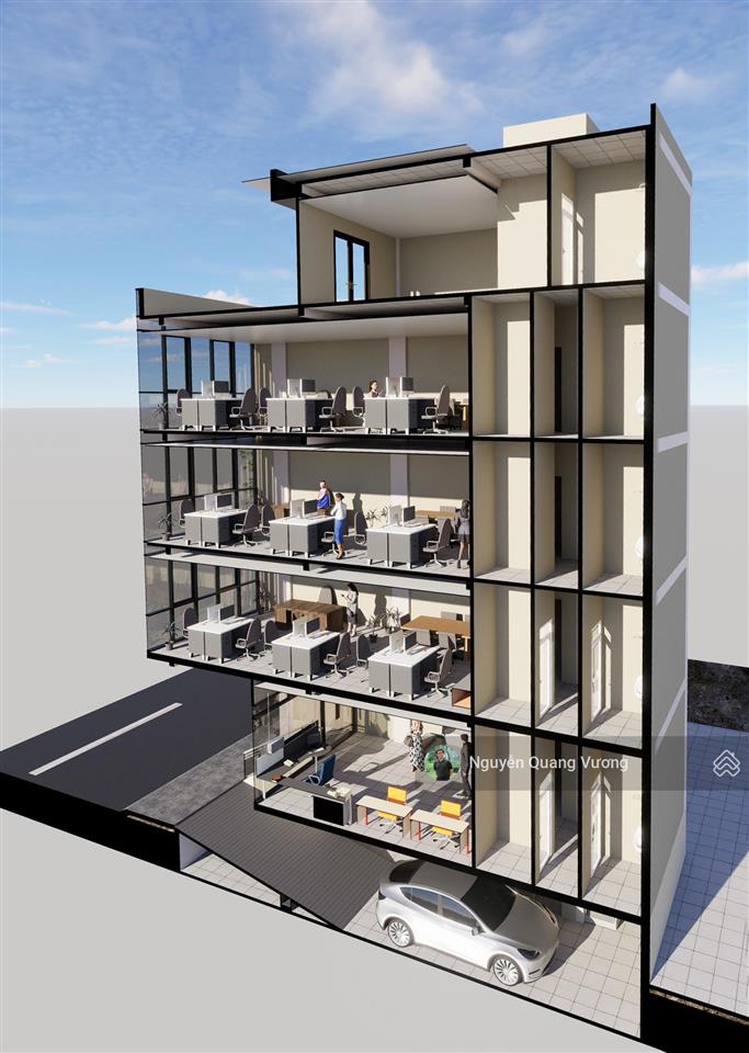 Tòa office 75 triệu 1 hầm  1 trệt  3 lầu  sân thượng có mái 25m2