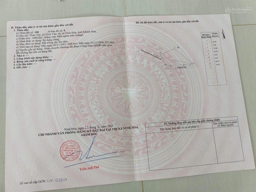 Bán đất ninh vân cũ, phường đông ninh hòa sẵn 1000m2 thổ cư, hướng biển, cách biển chỉ 50m