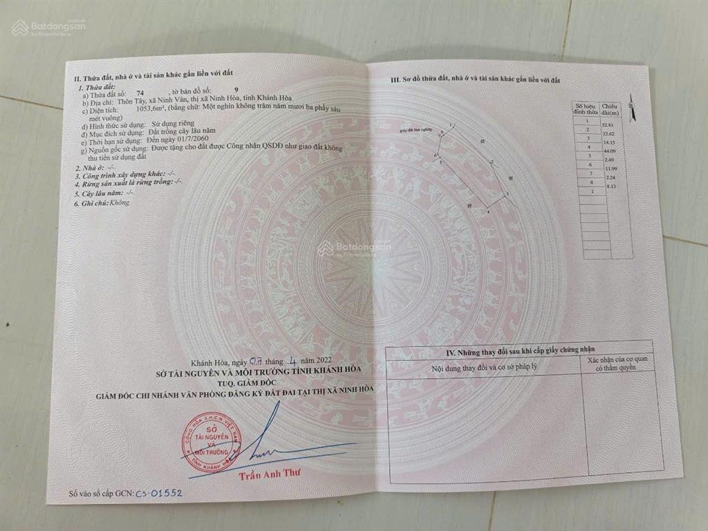Bán đất ninh vân cũ, phường đông ninh hòa sẵn 1000m2 thổ cư, hướng biển, cách biển chỉ 50m