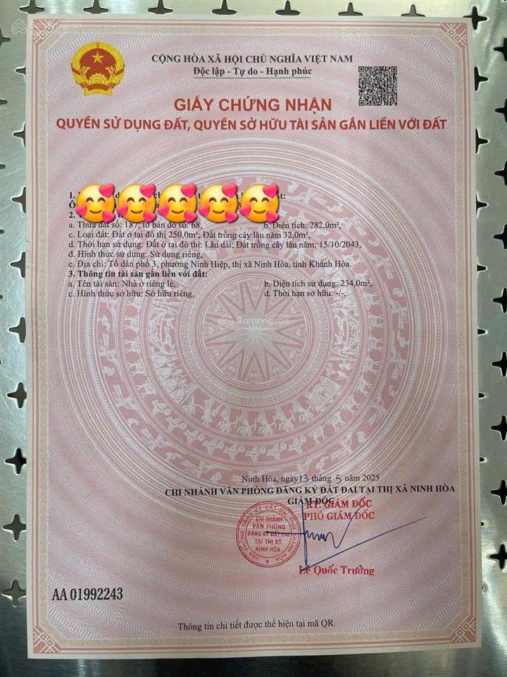 Bán đất tdp 3 phường ninh hòa, khánh hòa