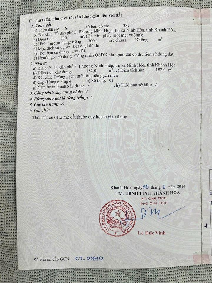 Bán đất tdp 3, ninh hiệp, ninh hòa, khánh hòa