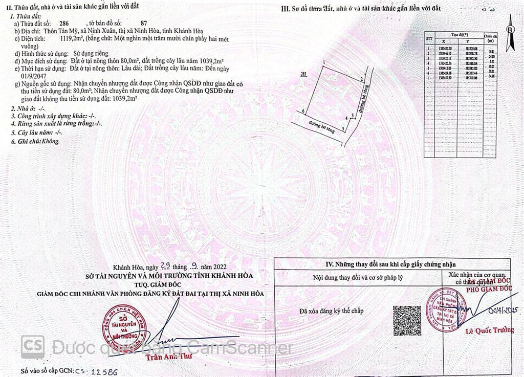 Bán đất 2 mặt tiền đường 6m phường tân định, ninh hoà đối diện kcn ninh xuân full thổ cư