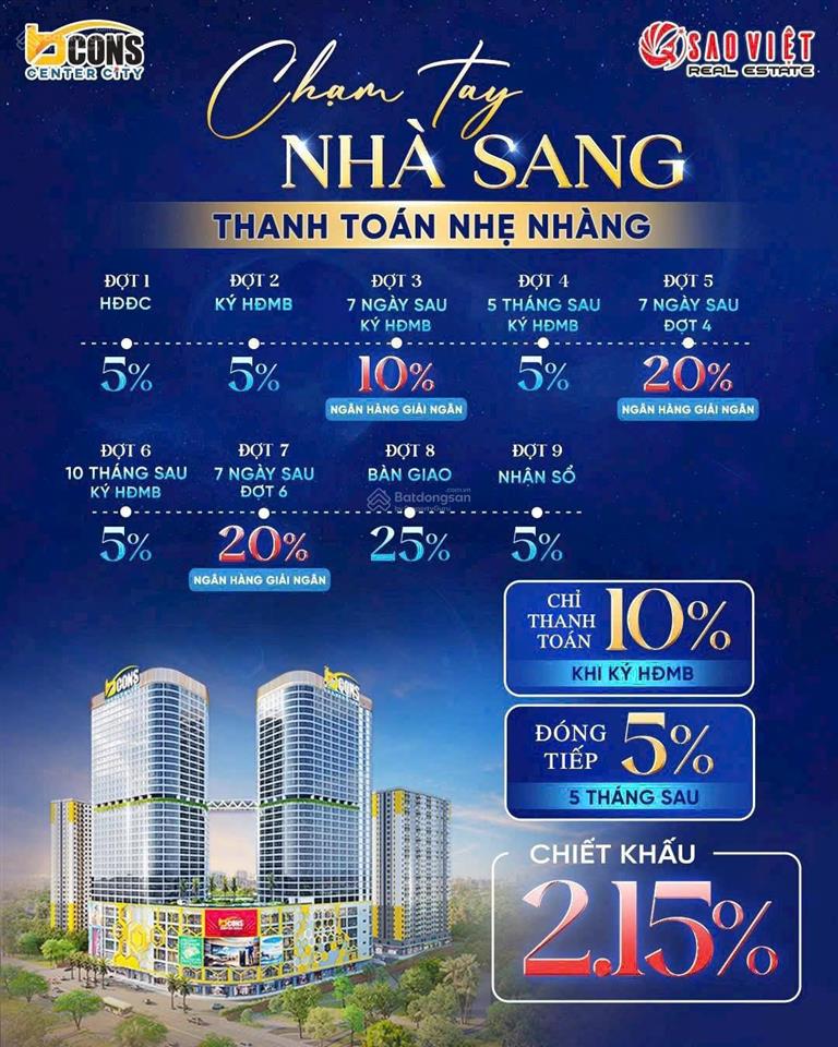 Suất nội bộ, căn nội khu shophouse vip top 1 bcons center city giá gốc chủ đầu tư trước 254 triệu