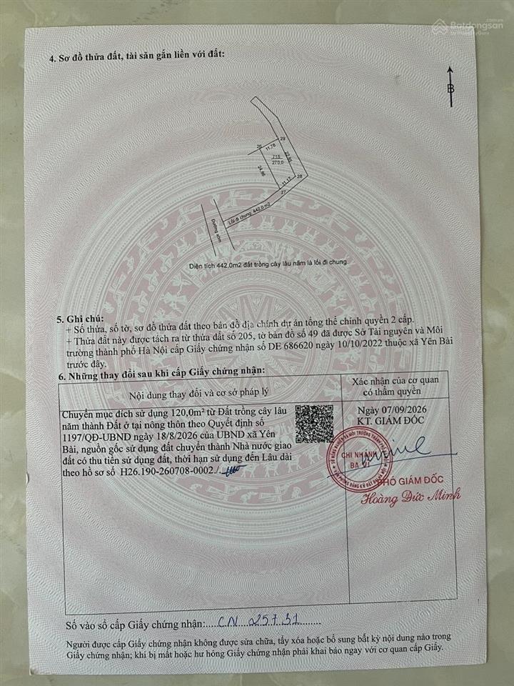 Bán lô đất 2 mặt tiền tại xã yên bài