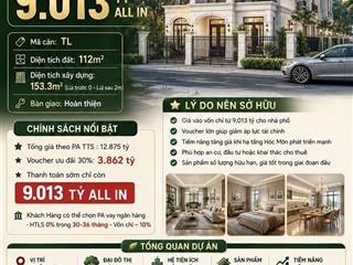 Bán biệt thự song lập 112m2 chỉ 9.013 tỷ all in ưu đãi lên đến 50% giá trị vinhomes saigon park