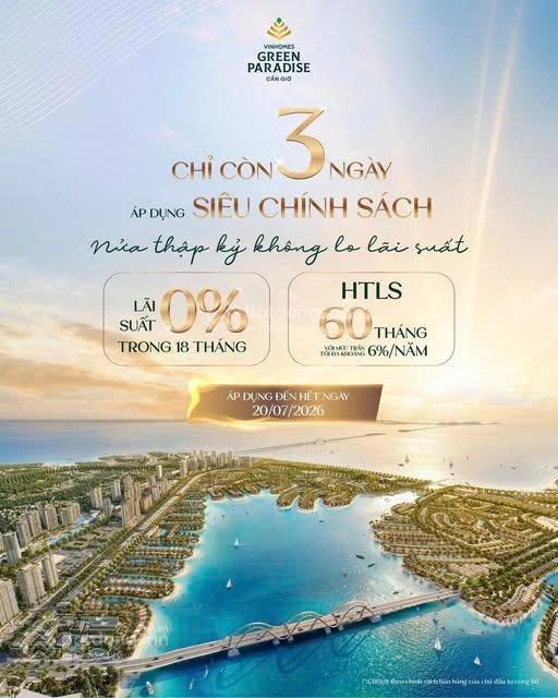 Bán biệt thự đơn lập  293m2  chỉ 21,338 tỷ all in  giá tốt vinhomes green paradise cần giờ