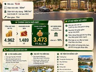 Nhà phố  căn kế góc 50m2  chỉ 3,473 tỷ all in  ưu đãi lên đến 64% giá trị  vinhomes saigon park