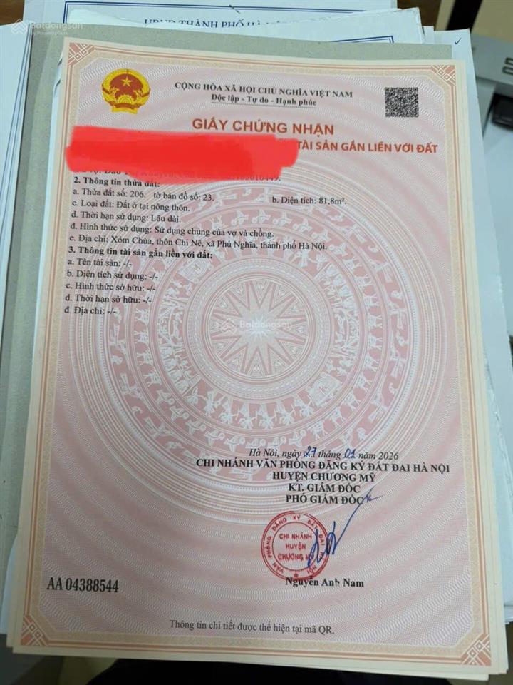Chính chủ gửi bán lô đất đẹp xã trung hòa  chương mỹ  hà nội