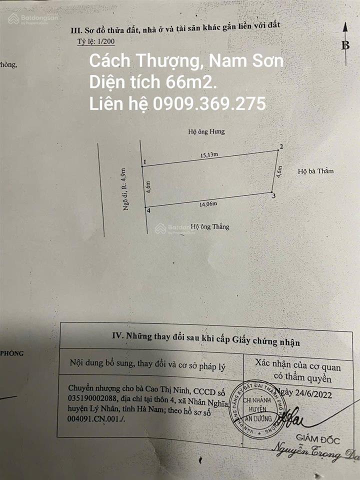 Bán lô đất đẹp diện tích 66m2 tại cách thượng, an dương, hải phòng.