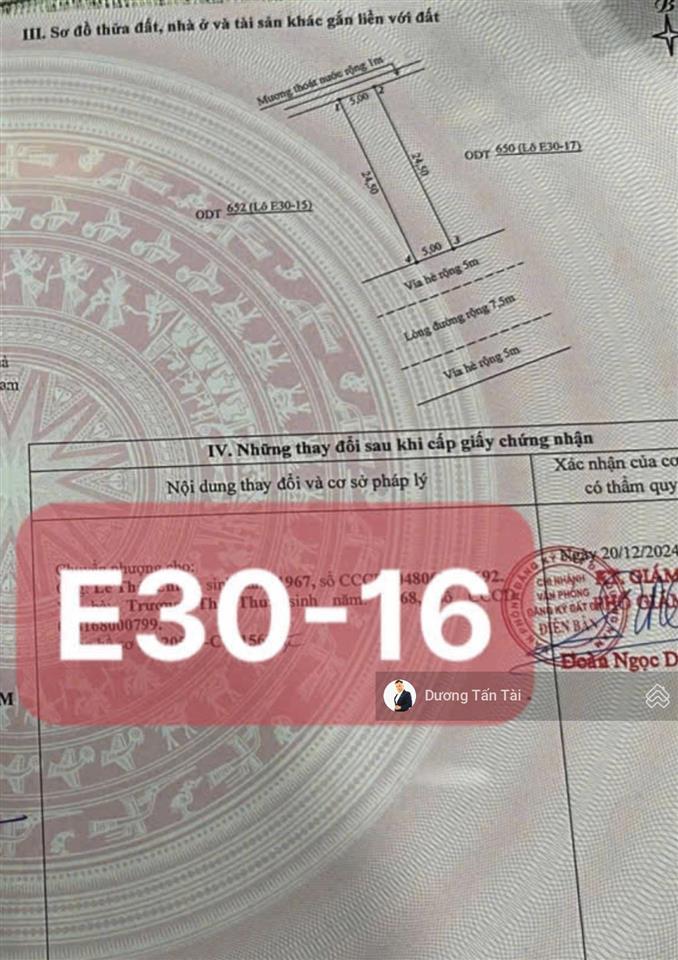 Lô đẹp kđt số 9 gần chợ điện ngọc giá chỉ 3 tỷ 0 x x